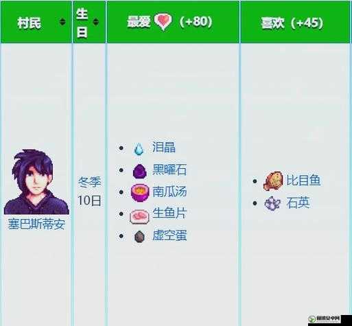 星露谷物语深度解析，全面揭秘塞巴斯蒂安的个性喜好与高效攻略技巧